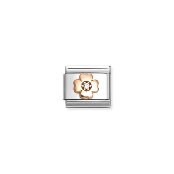 Classic Link, Four-Leaf Clover, White stone
