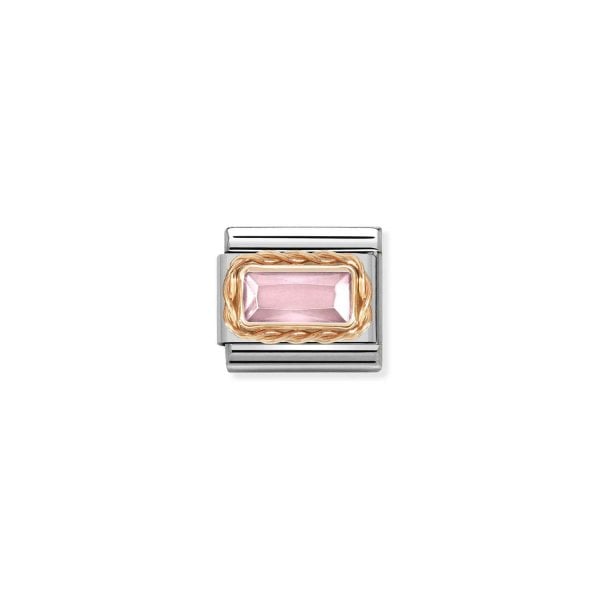 Rose Gold baguette Pink Stone