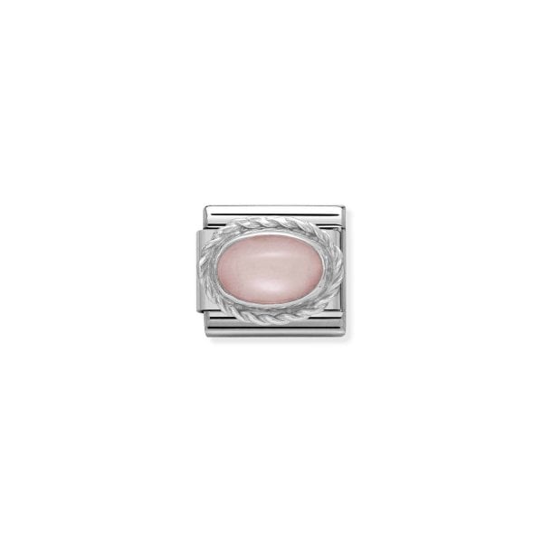 Classic Silver Pink Opaline Charm