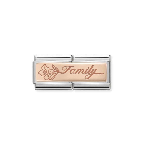 Rose Gold Double Family With Flower Charm