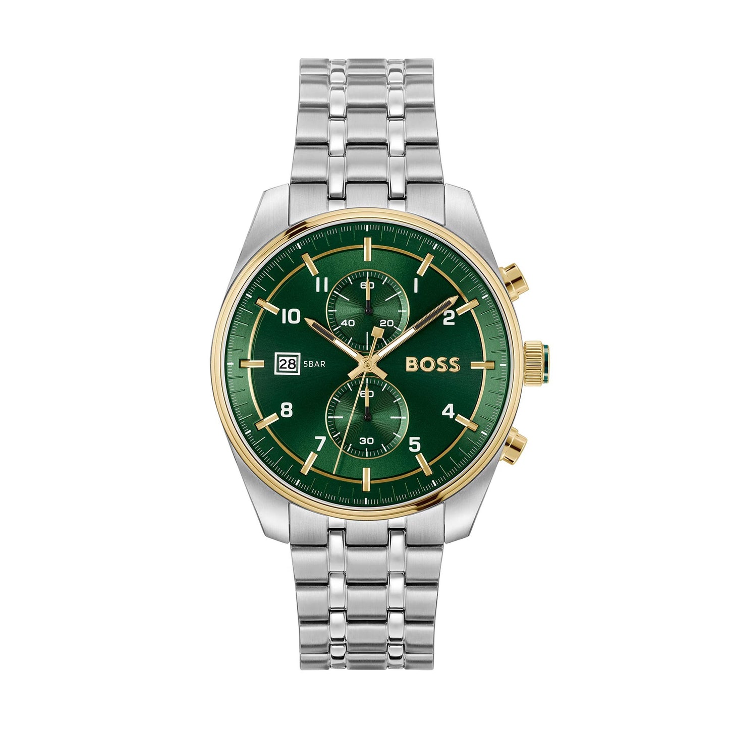 Skytraveller Quartz 44mm Stainless Steel and Yellow Gold Plated Chronograph Watch