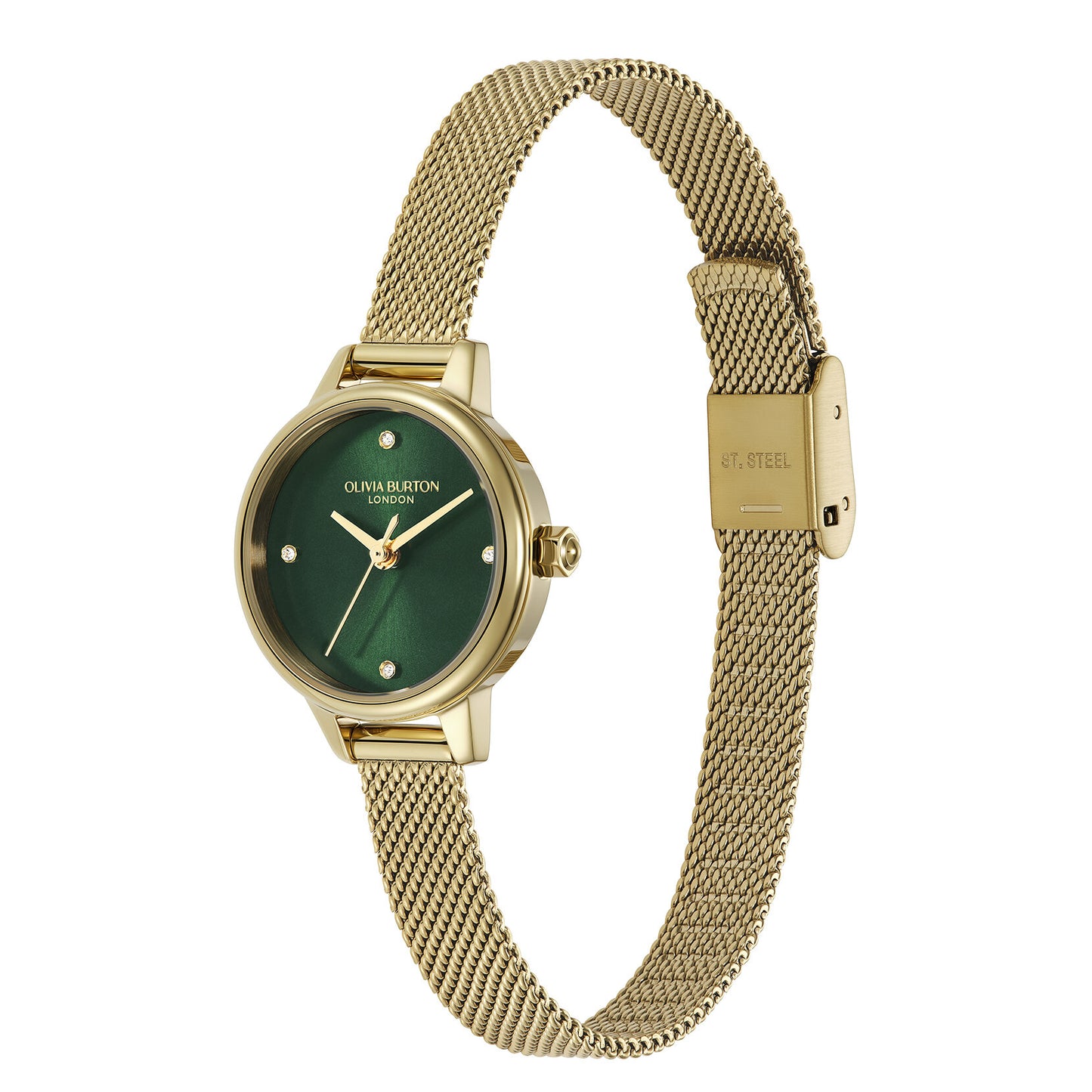 Classic 23mm Mini Forest Green & Gold Mesh Watch