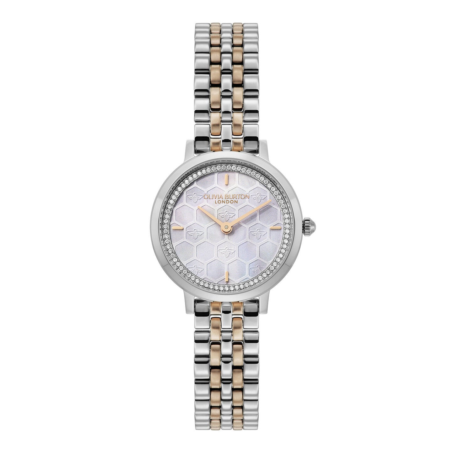 Signature 28mm Honeycomb Ultra Slim Dove Grey & Two Tone Bracelet Watch
