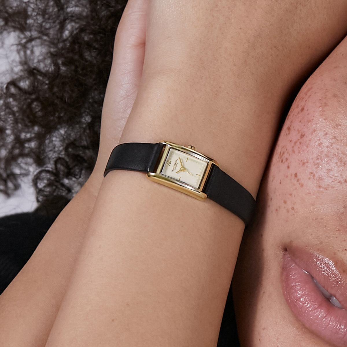 Classic 16mm Mini Grove Gold & Black Leather Strap Watch