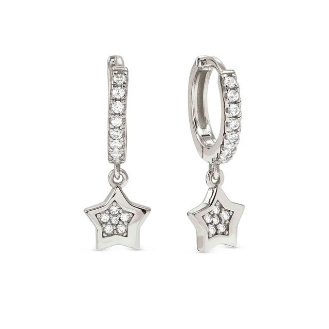 PETIT SPARKLE sil hoop star cz drop