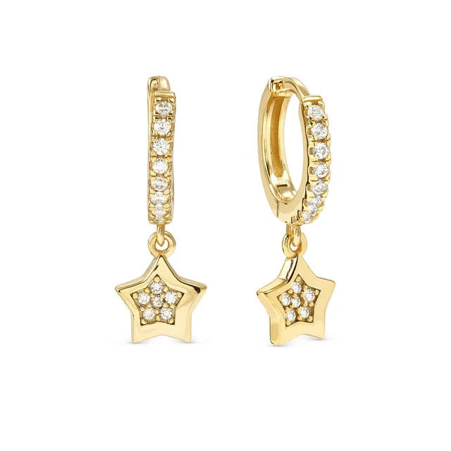 PETIT SPARKLE g.plate hoop star cz drop