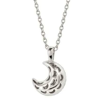 Lifepoetry Necklace in 925 Sterling Silver and Cubic Zirconia Pave Moon