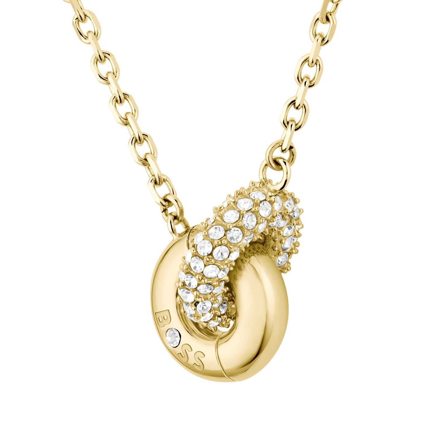 Ladies Live Precious Gold Plated Stainless Steel Circle Link Pendant Ladies Necklace