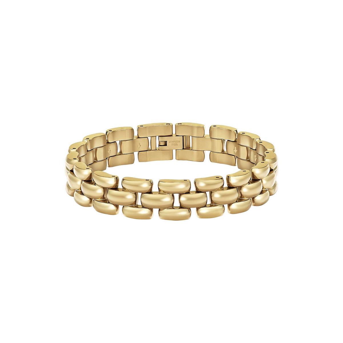 Yellow Gold Plated Violet Polished Bracelet with Engraved Logo Detail