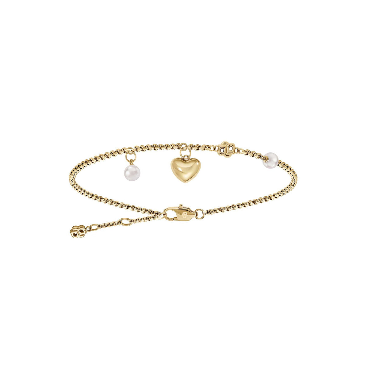 Amara Yellow Gold PVD Pearl Heart Bracelet