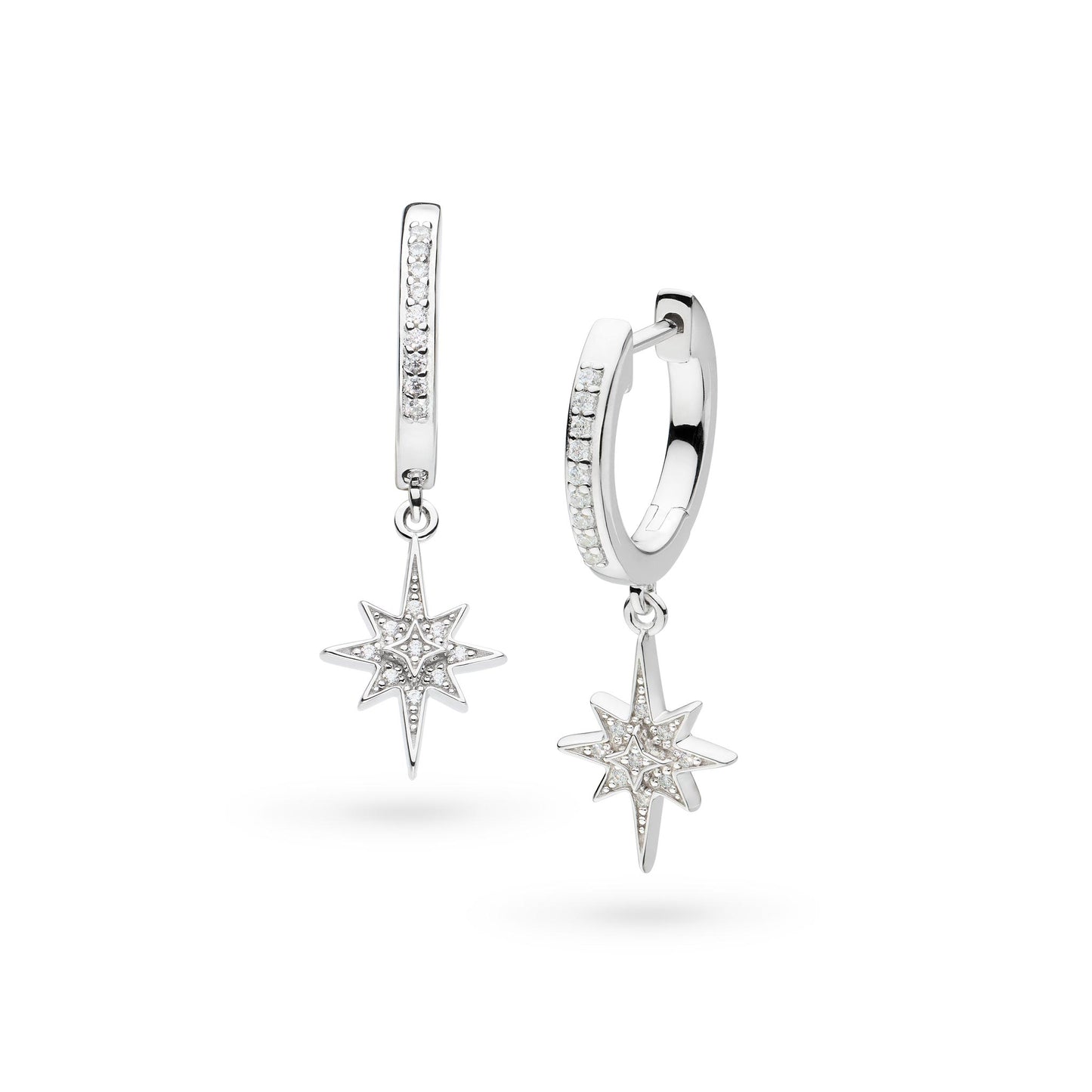 Céleste North Star CZ Hinged Hoop Drop Earrings
