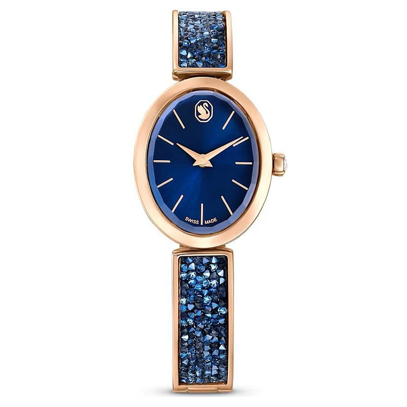 Crystal rock 26mm, Rose Gold, Blue Dial and Blue crystals