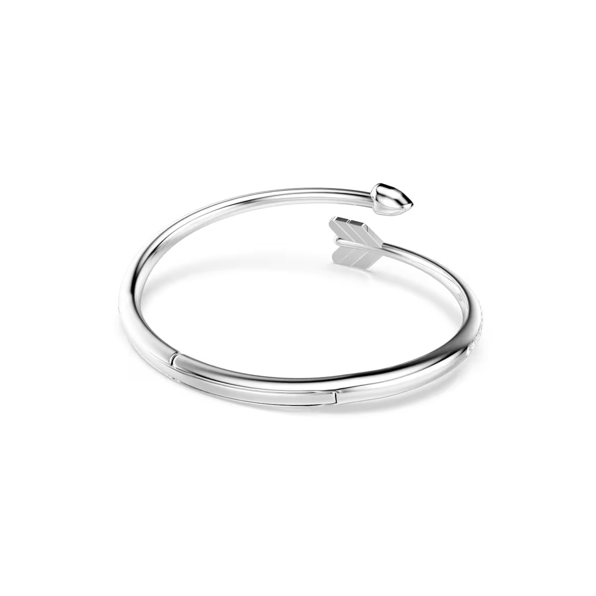 Idyllia bangle, Mixed cuts, Arrow, White, Rhodium plated
