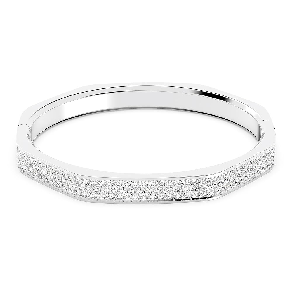 Dextera bangle, Octagon shape, White, Rhodium plated