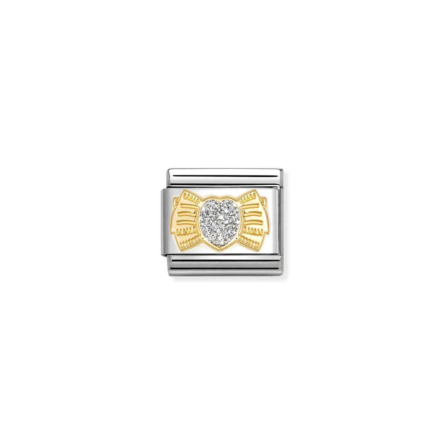 Bonded yellow gold Link with Bow and glitter