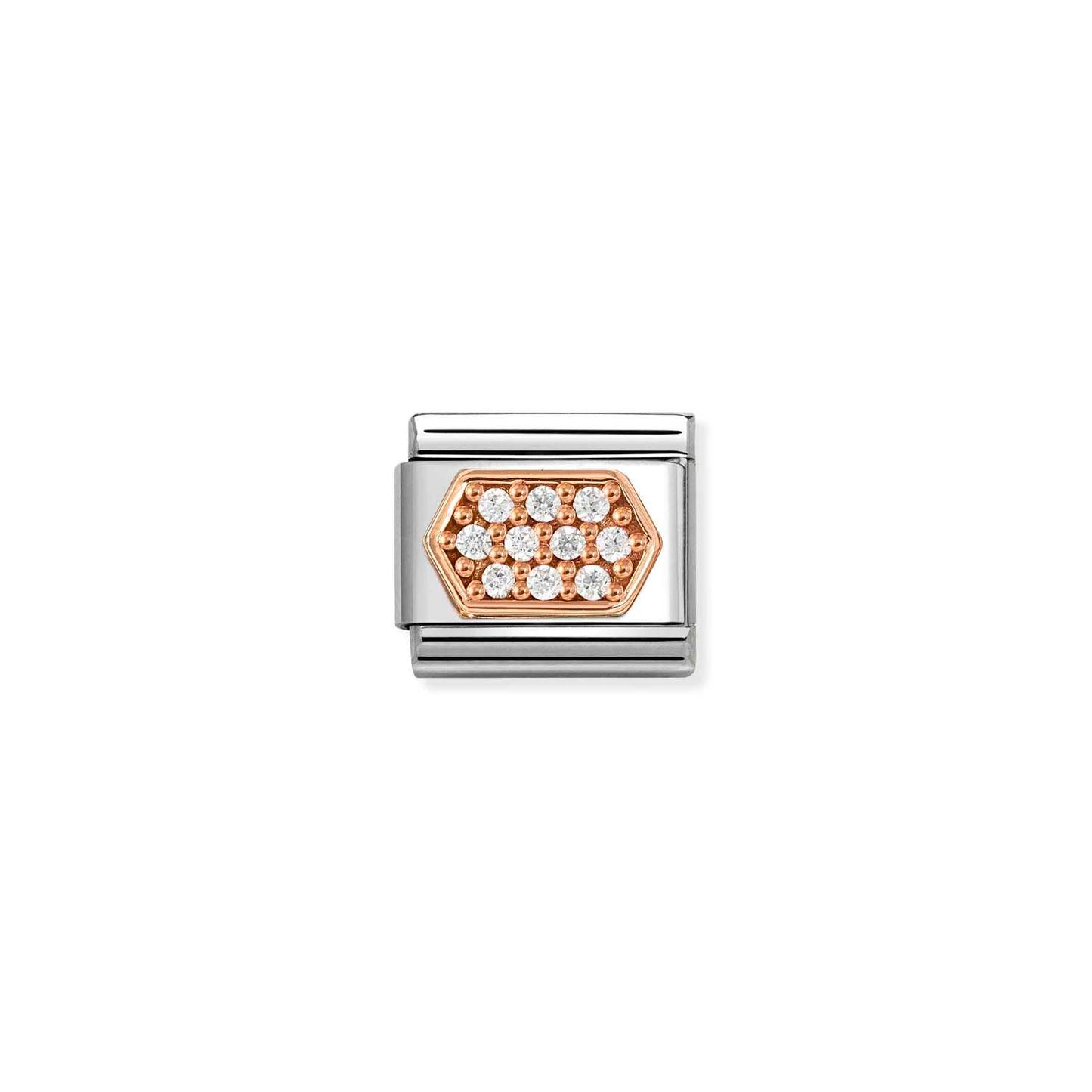 Rose Gold CZ Hexagon Charm