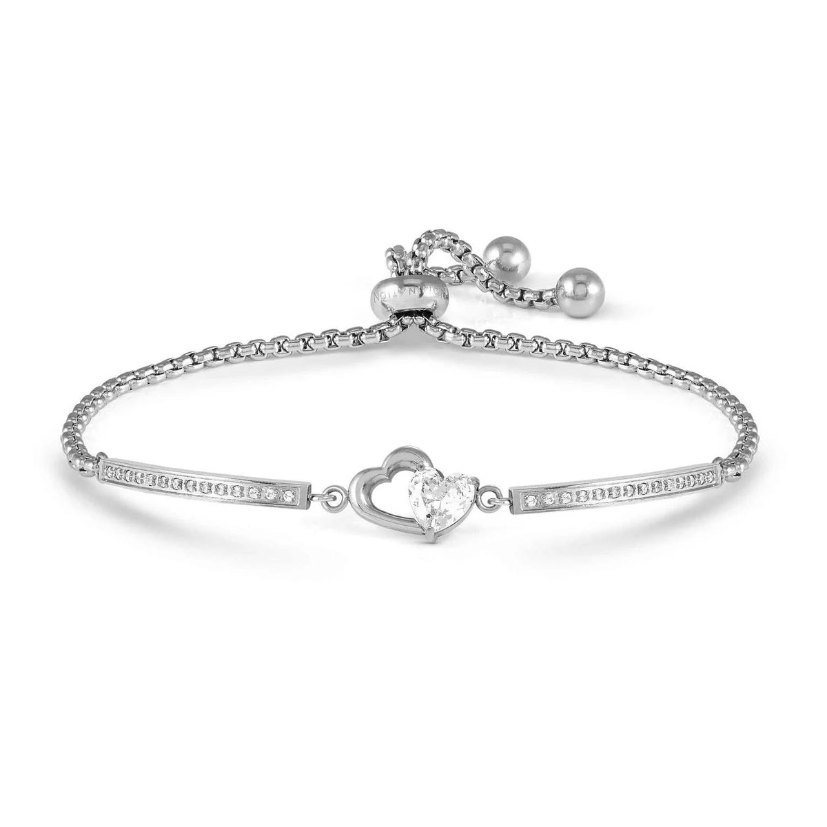 Milleluci Refined Bracelet in Stainless Steel and Cubic Zirconia Hearts