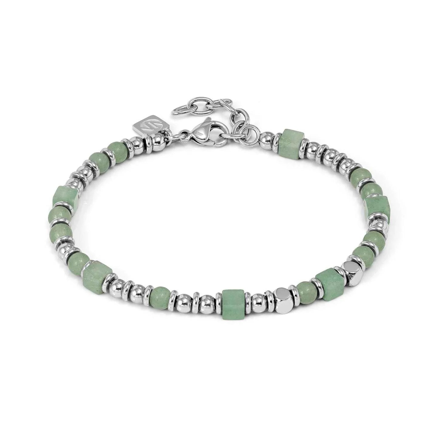 Infinity Bracelet in Steel and Natural Stones Green