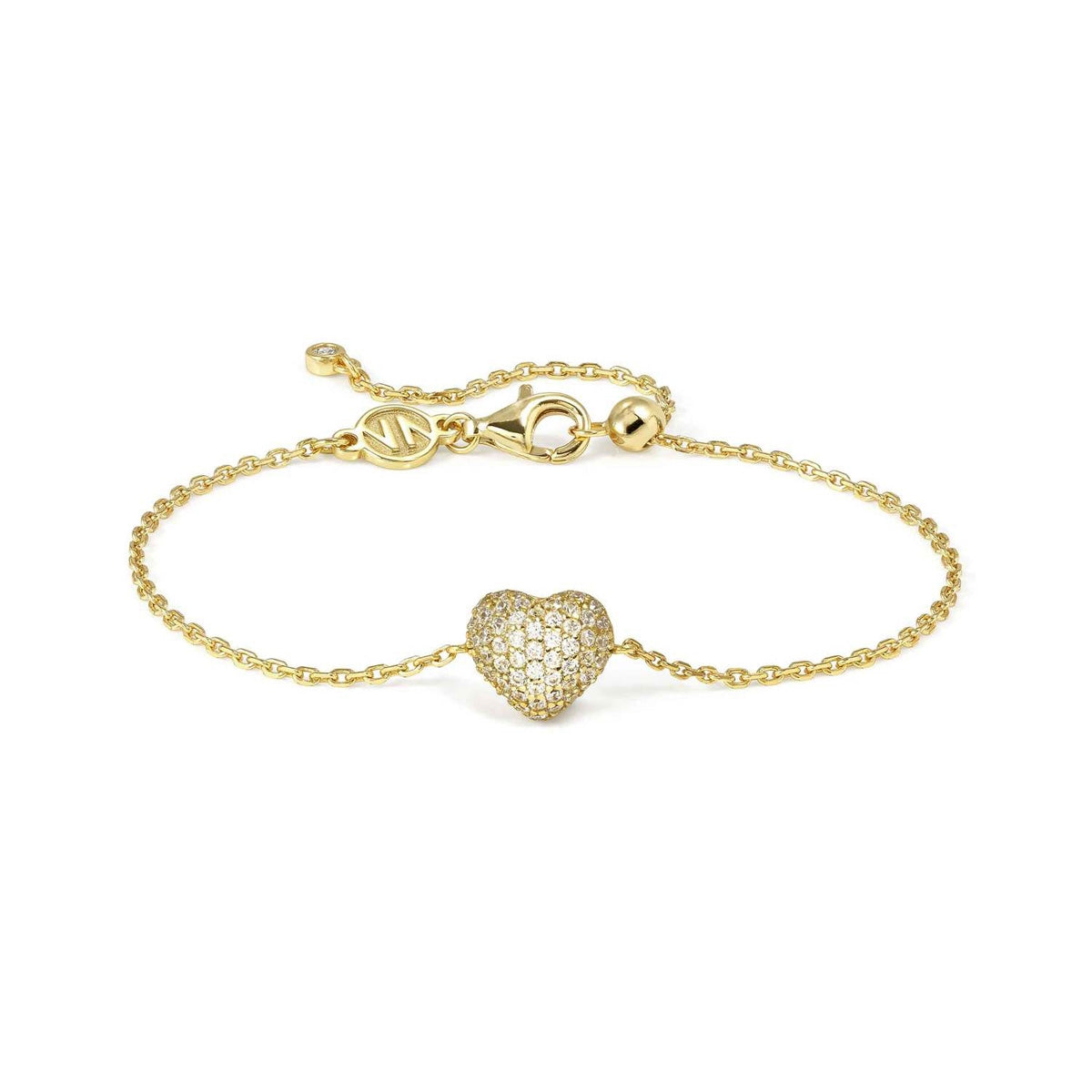 Lifepoetry Bracelet in 925 Sterling Silver and Cubic Zirconia Pave Gold Heart