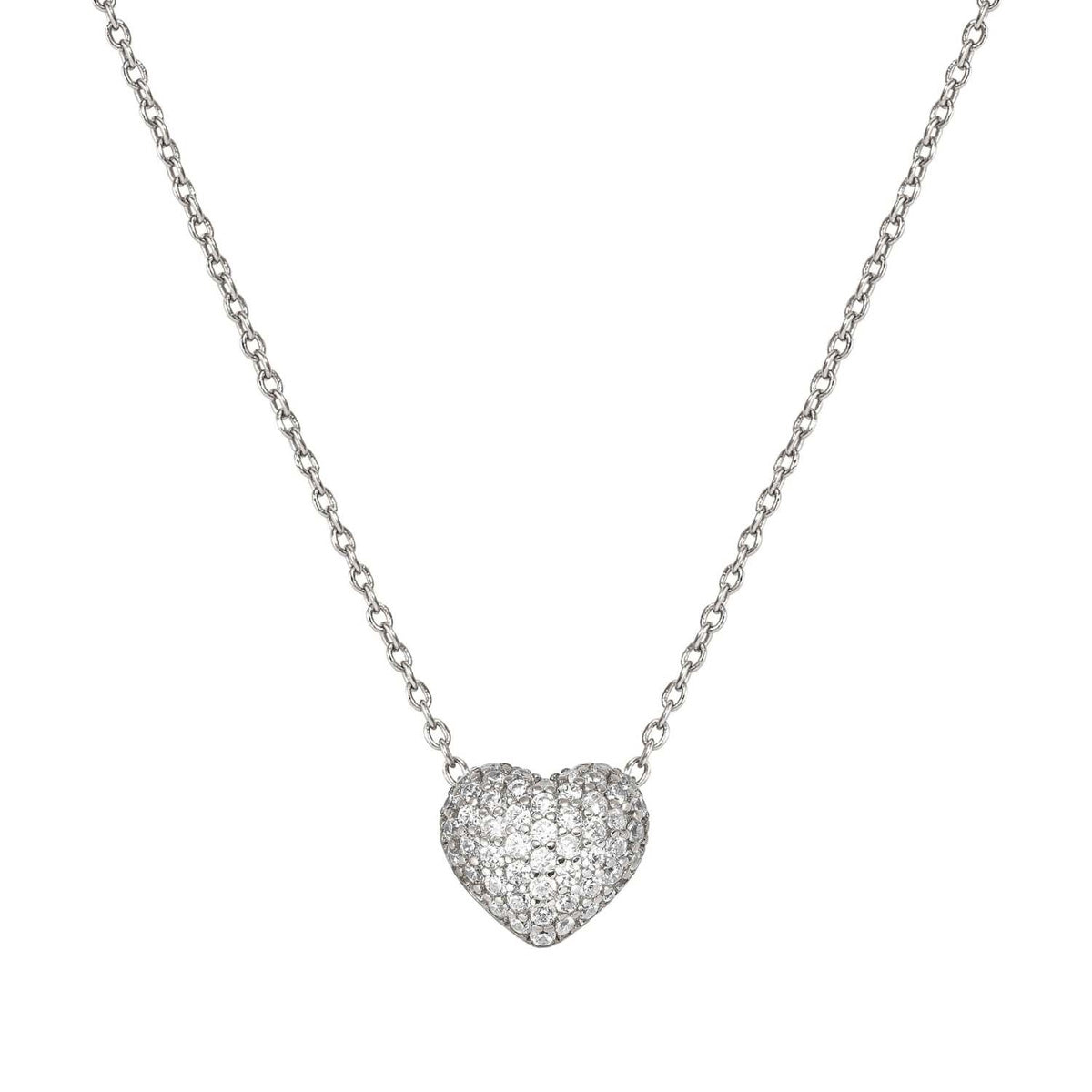 Lifepoetry Necklace in 925 Sterling Silver and Cubic Zirconia Pave Heart
