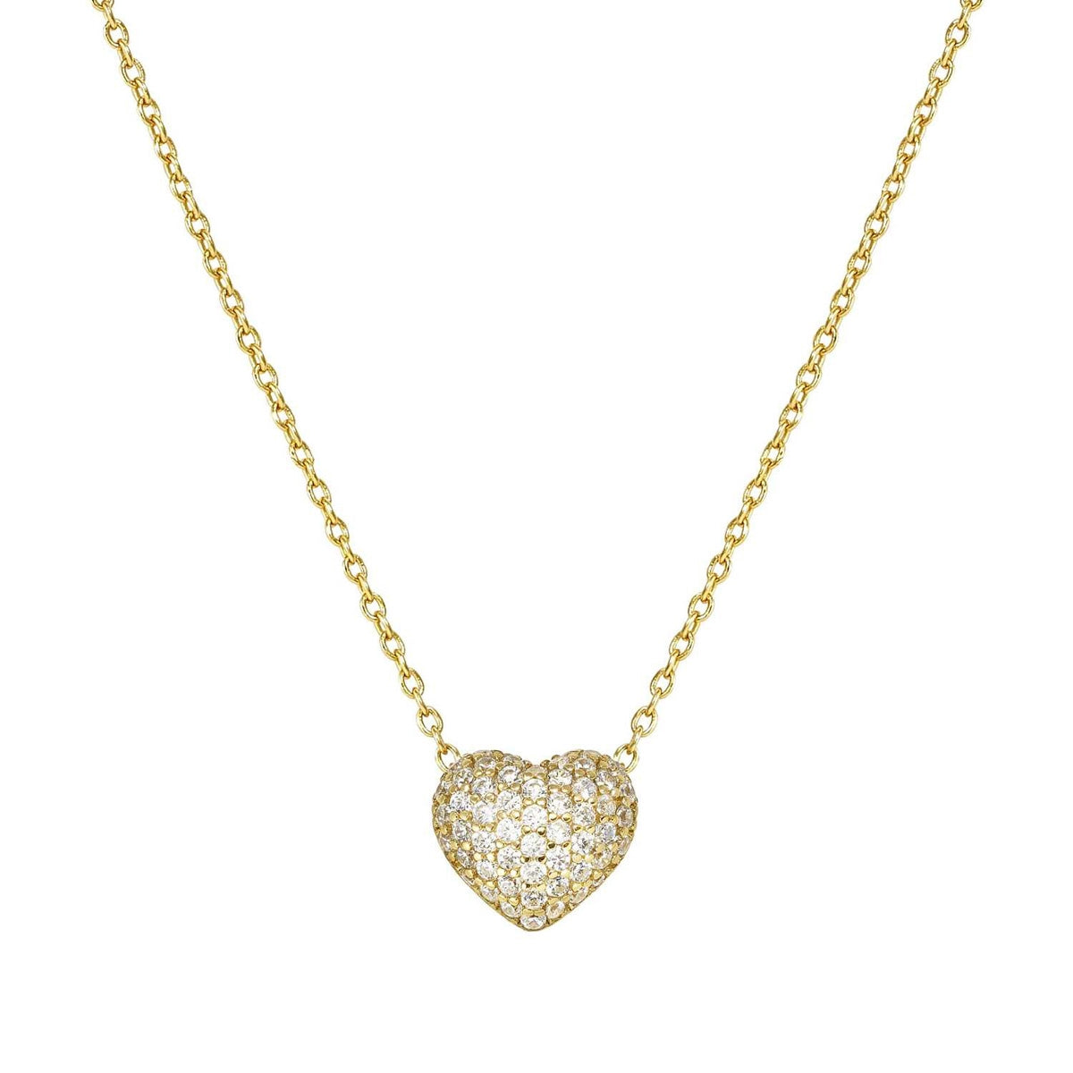 Lifepoetry Necklace in 925 Sterling Silver and Cubiz Zirconia Pave Gold Heart