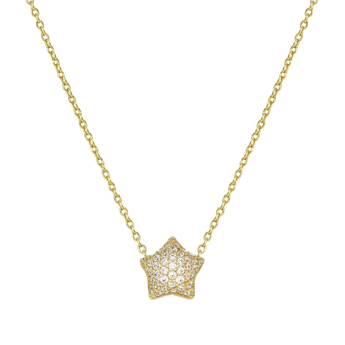 Lifepoetry Necklace in 925 Sterling Silver and Cubic Zirconia Pave Gold Star