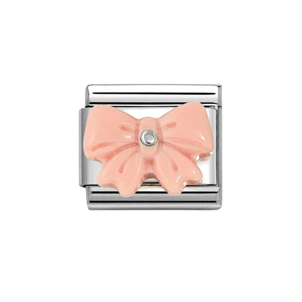 Silver Resin Pink Bow Charm