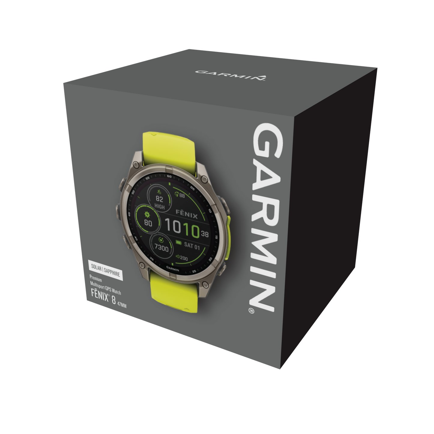 Garmin Fenix 8 47mm Solar Sapphire Titanium Amp Yellow Silicone Band