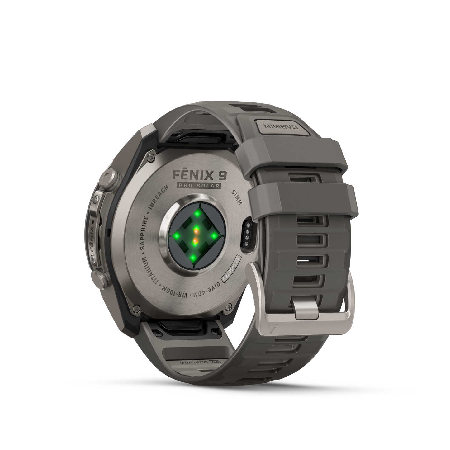 Garmin Fenix 9 Pro Solar 51mm inReach Titanium with Pebble Grey Silicone Band