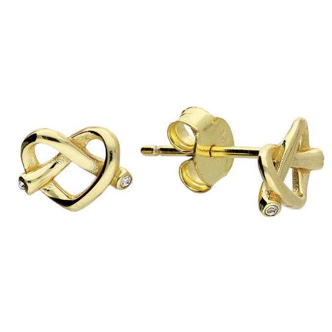 Sterling Silver Twist Heart Earrings