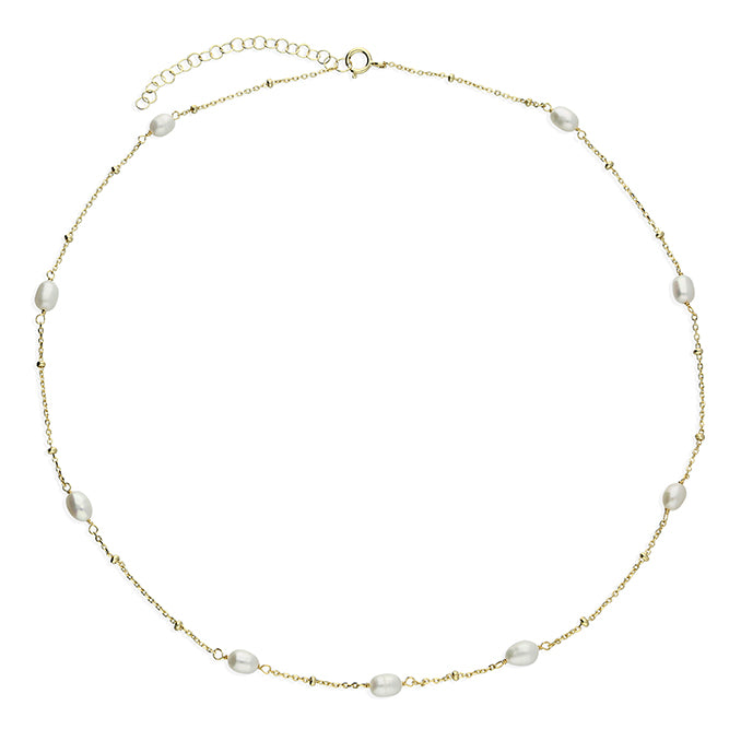 Sterling Silver Gold Plated Beaded Necklace