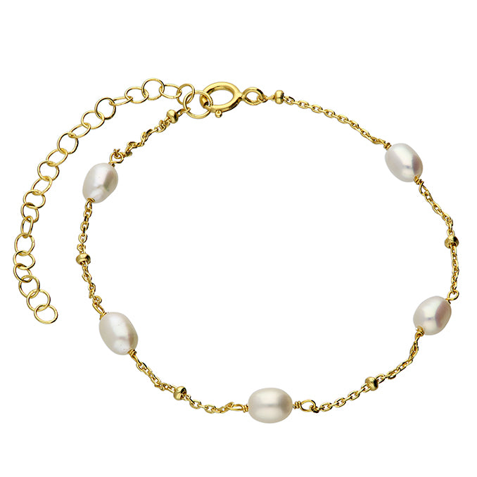 Yellow Gold Pearl & Bead Bracelet