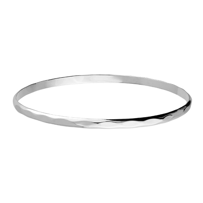 Sterling Silver Facetted Solid Bangle