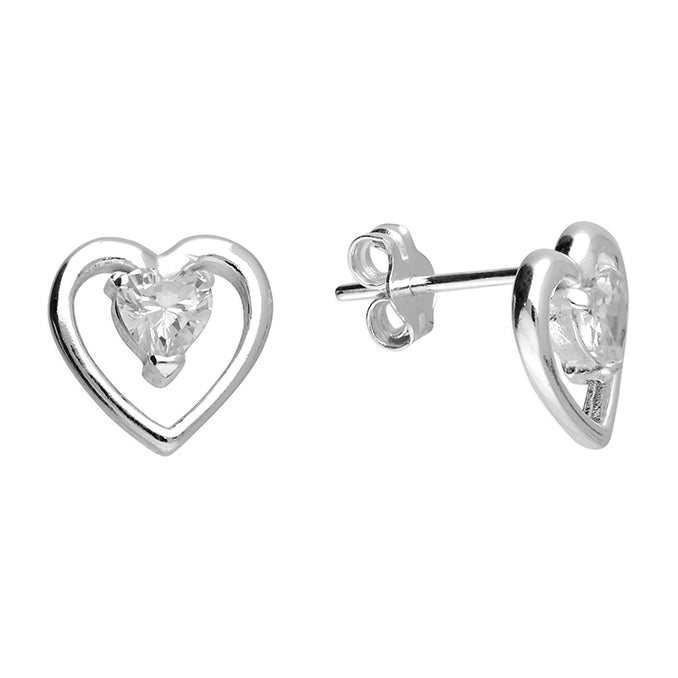 Hollow Heart CZ Hearts Earrings
