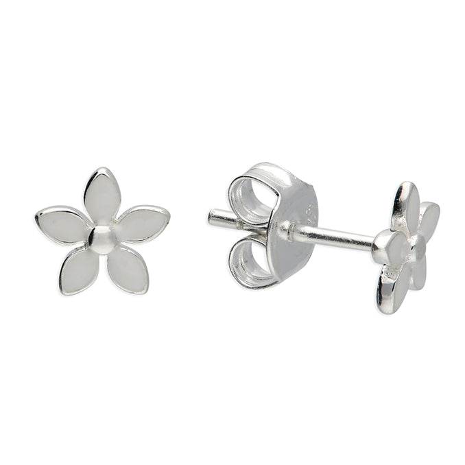 Sterling Silver Enamel Flower Stud Earrings
