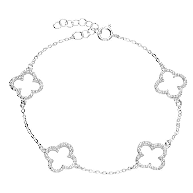 Sterling Silver Open Quatrefoil Bracelet