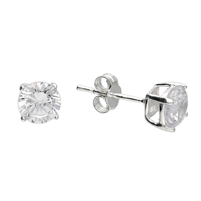 Silver 6mm Claw Set CZ Stud Earrings