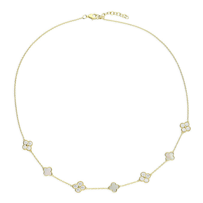 Sterling Silver Gold Plated Multi-Quatrefoil 45cm Necklace