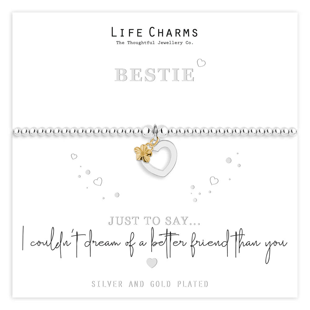 Just To Say Bestie Heart Charm Bracelet