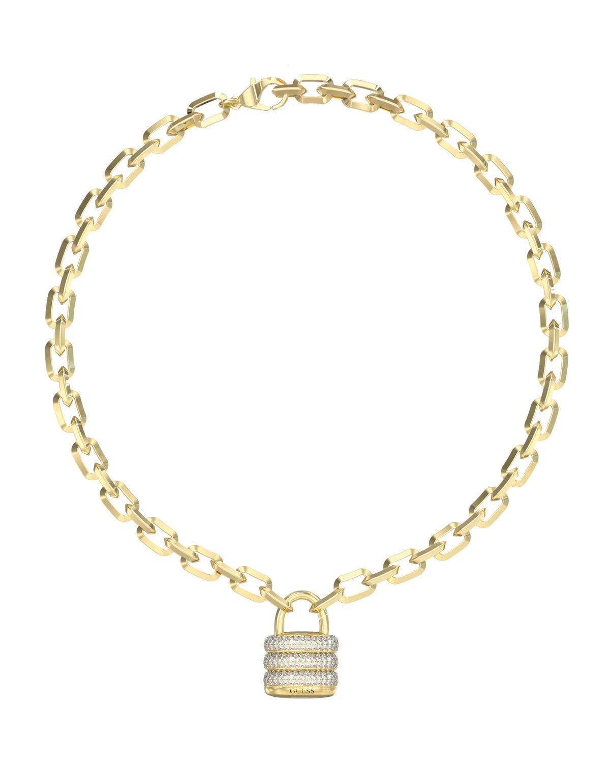 Guess Womens Guess My Secret 16-18" Pave Padlock Necklace