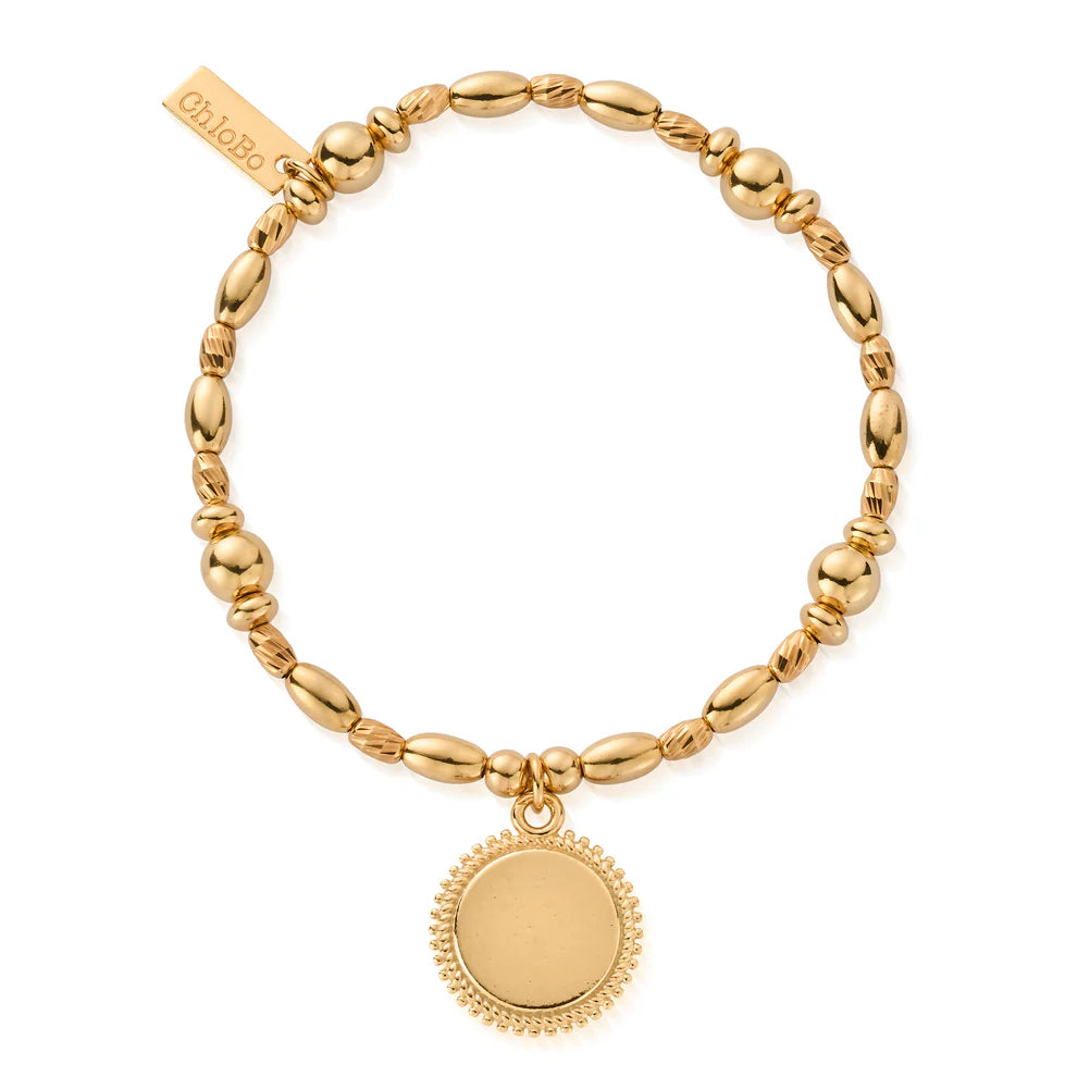 EX-DISPLAY 18ct Gold Plated Multi Rice Moon Coin 18cm Bracelet