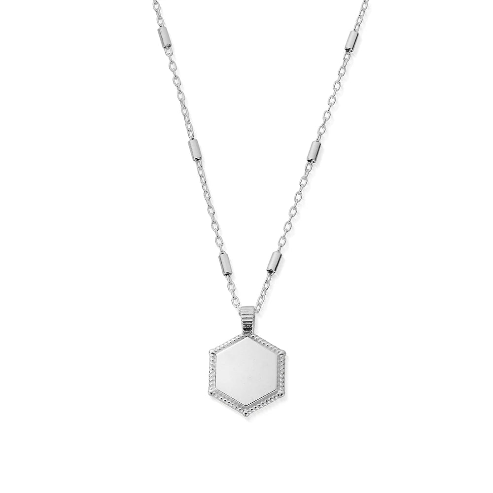 Silver Personalised Hexagon Coin Necklace