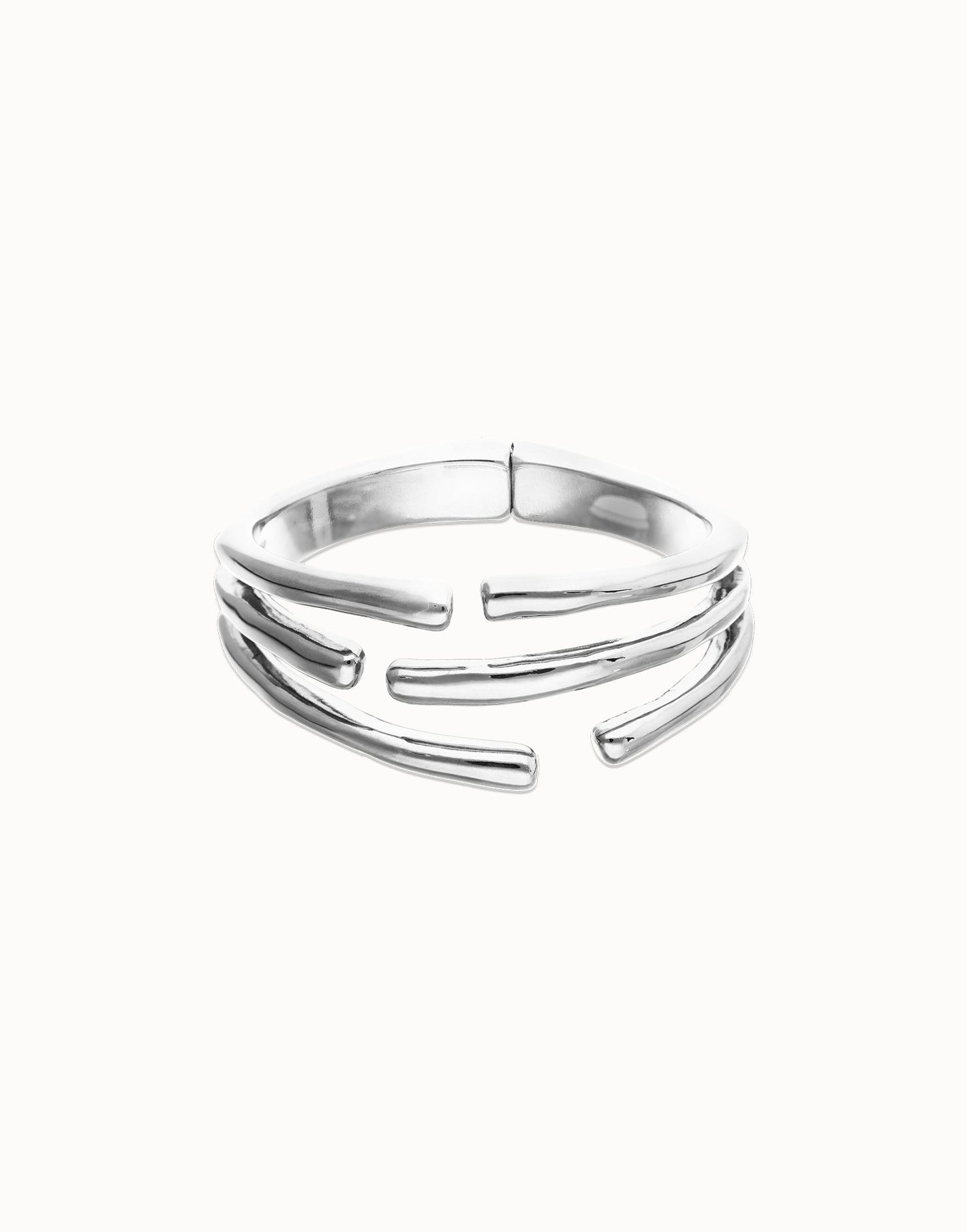 Bangle bracelet with multiple intertwined organic shapes