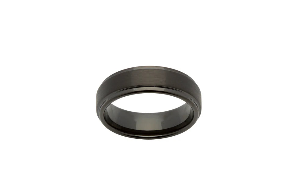 Tungsten Carbide Ring with Black IP Plating 7mm - Size 68