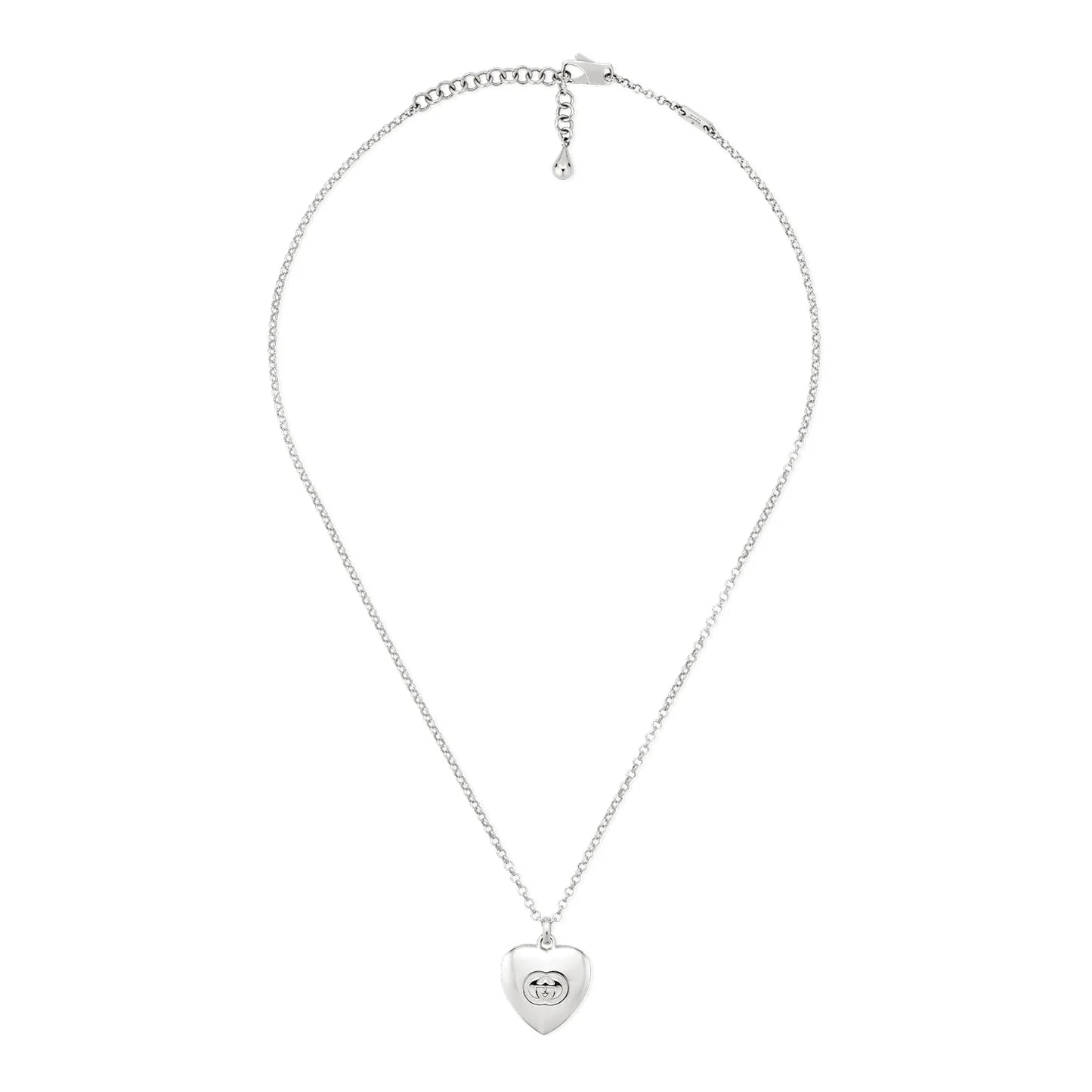 Silver Blind For Love GUCCI Heart Pendant Necklace