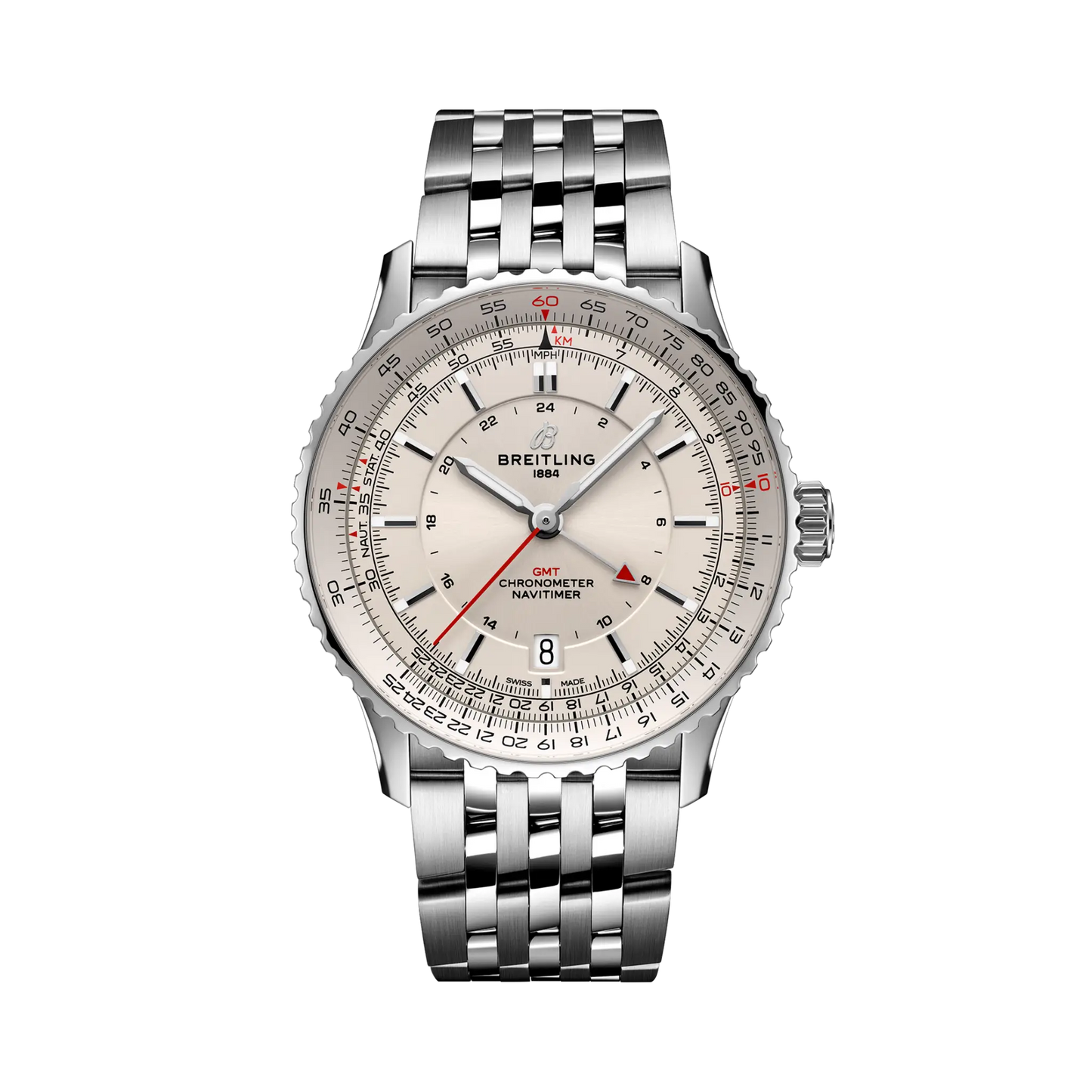 NAVITIMER AUTOMATIC GMT 41 | 41mm Steel Case White Dial