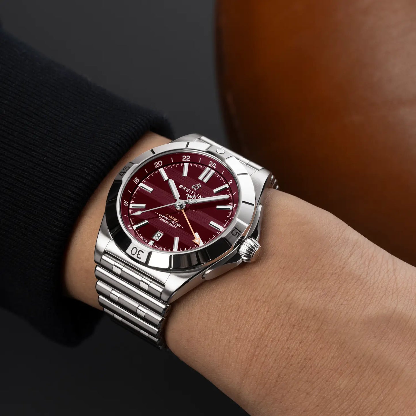 Chronomat Automatic GMT 40 Six Nations Wales | 40mm Steel Case Burgundy Dial