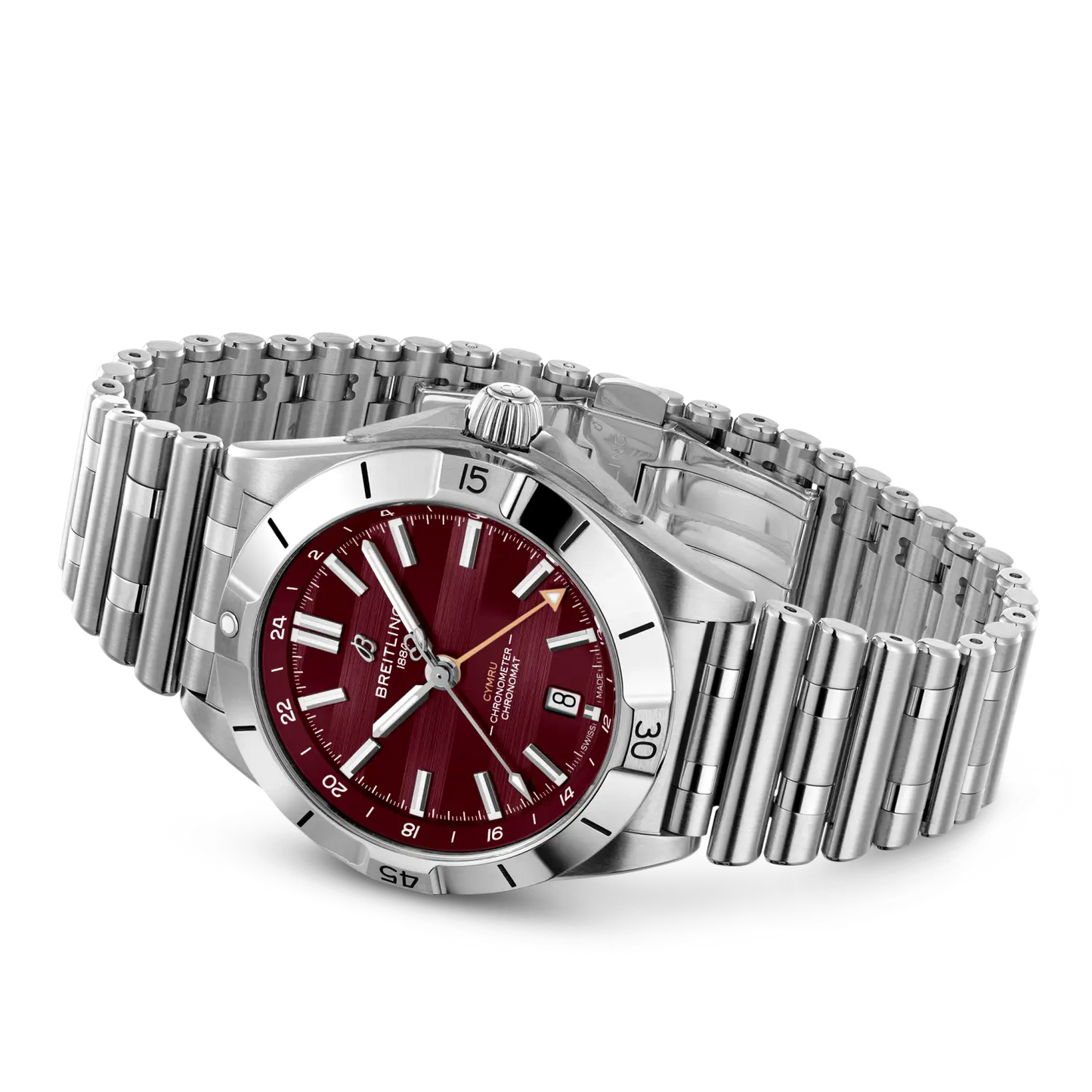 Chronomat Automatic GMT 40 Six Nations Wales | 40mm Steel Case Burgundy Dial