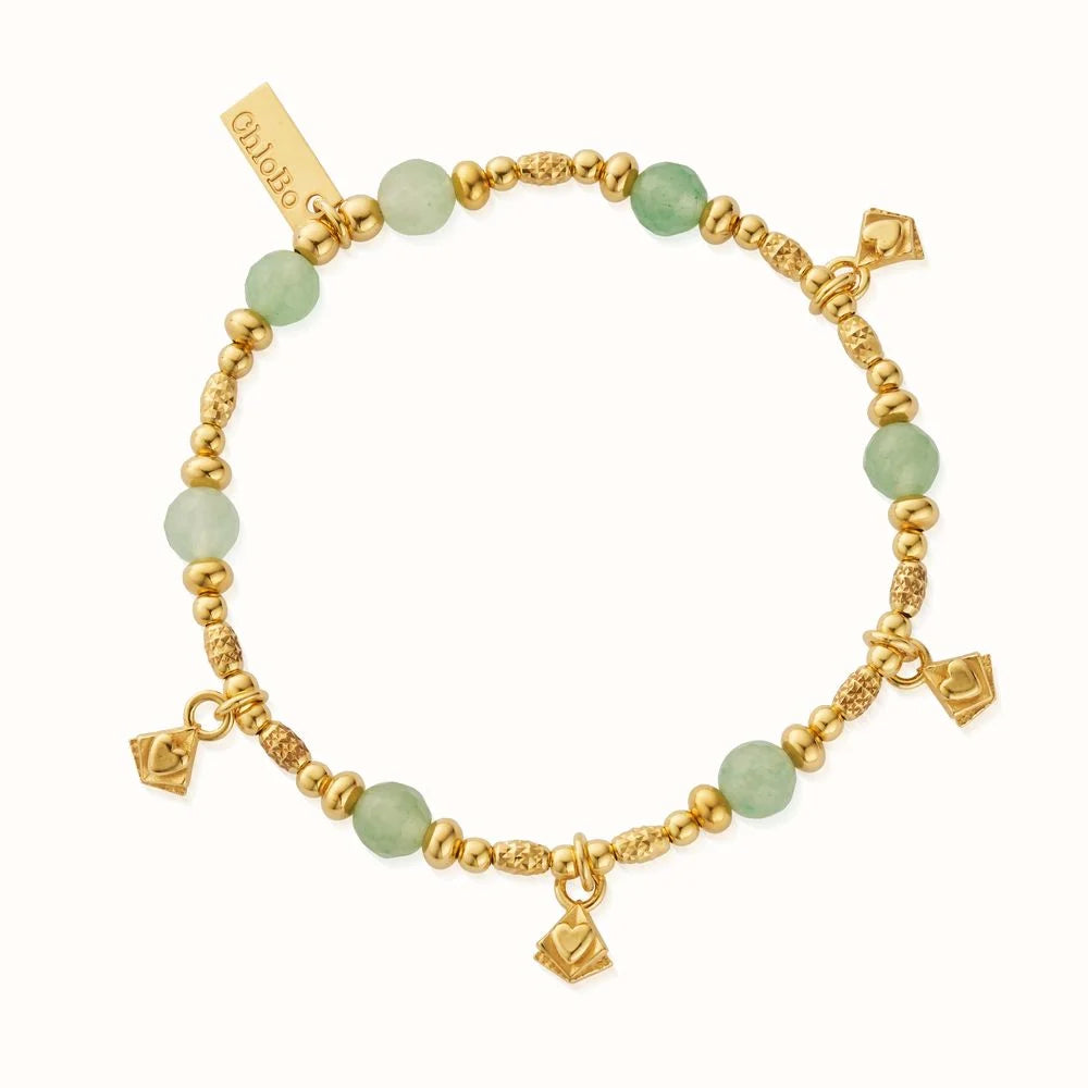 In Bloom MANIFEST LOVE Aventurine Bracelet - Gold Plated