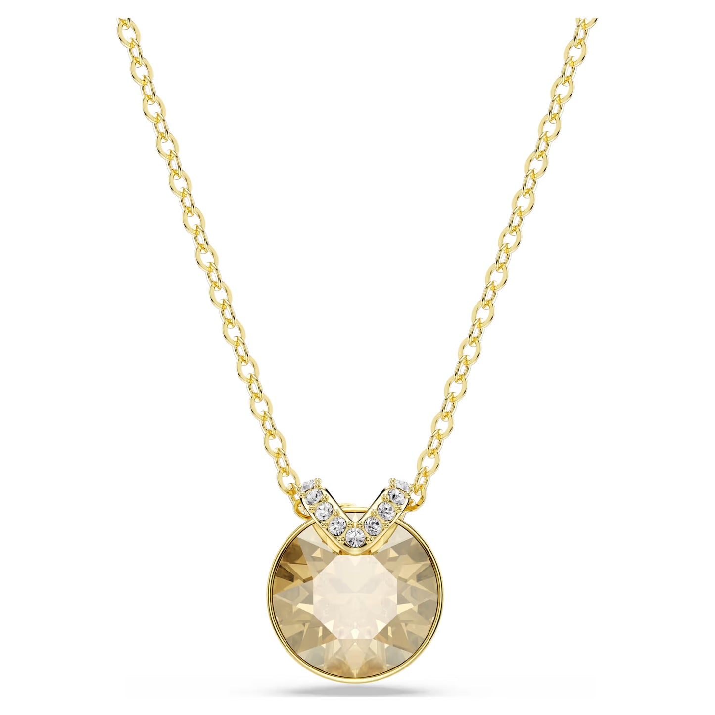 Bella V pendant, Round cut, Gold tone